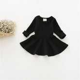 Toddler Baby Girls Long Sleeve Cotton Dress Solid Ruffle Tops